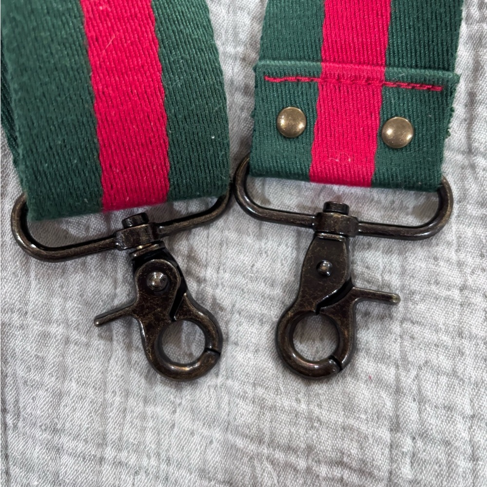 Parker Thatch Green and Red Striped Bag Strap - Picture 2 of 5